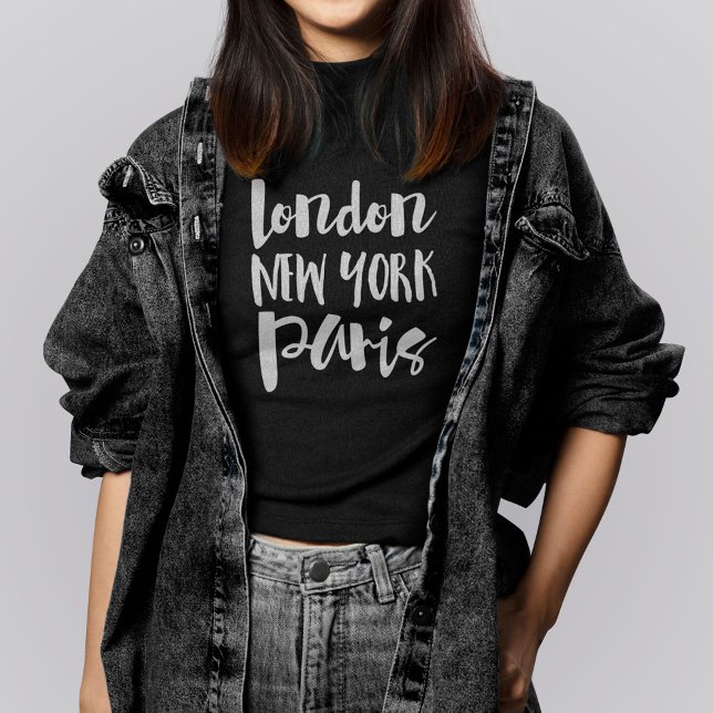 Script Typografy - London, New York, Paris T-Shirt (Von Creator hochgeladen)