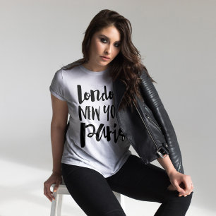 Script Typografy - London, New York, Paris T-Shirt