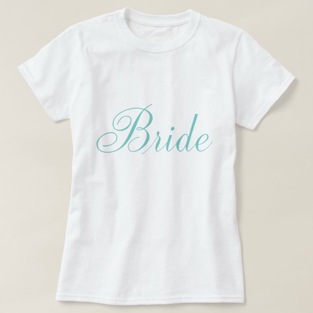 Script Typografy Mint Green "Bride" T-Shirt (Design vorne)