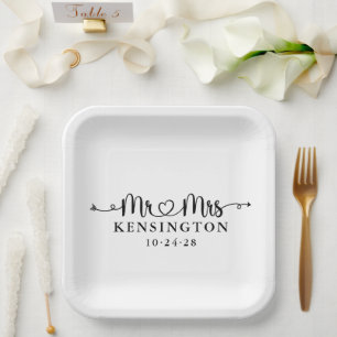 Script Typografy Personalisiert Mr. Wedding Pappteller