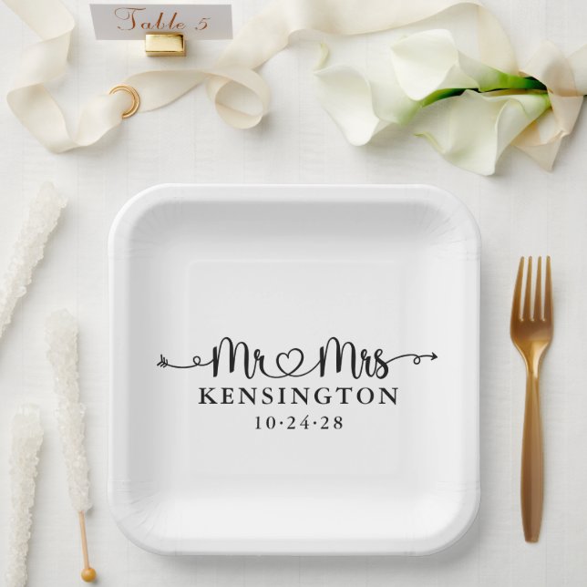 Script Typografy Personalisiert Mr. Wedding Pappteller (Hochzeit)