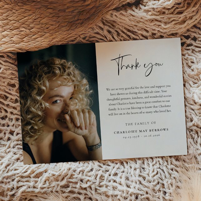 Script Typography Custom Photo & Message Sympathy  Dankeskarte (Von Creator hochgeladen)