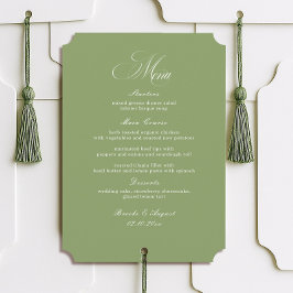 Script Typography Sage Green Wedding Menu Card Einladung