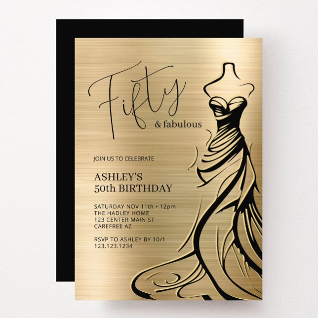 Script Typograpy Fifty & Fabulous Geburtstag Einladung (Von Creator hochgeladen)