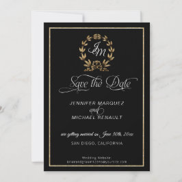 Script Vintag Calligraphy Black n Gold Foto Save The Date