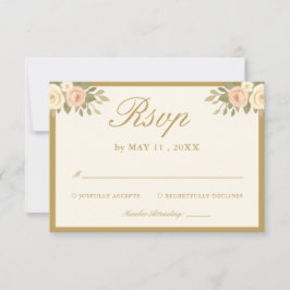 Script Vintage Ivory Wedding RSVP Card Karte