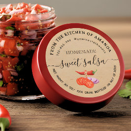 Script Vintage Kraft Homemade Tomato Salsa Label  Runder Aufkleber
