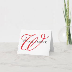 Script W Monogram Notecard (rot / schwarz)