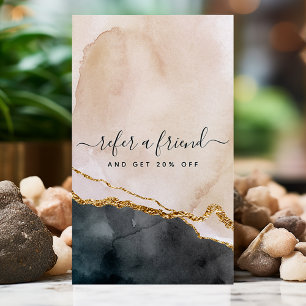 Script Wasserfarbe Rosa Schwarz Gold Marmor Geschä Empfehlungskarte