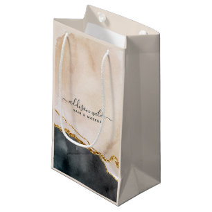Script Wasserfarbe Rosa Schwarz Gold Marmor Geschä Kleine Geschenktüte