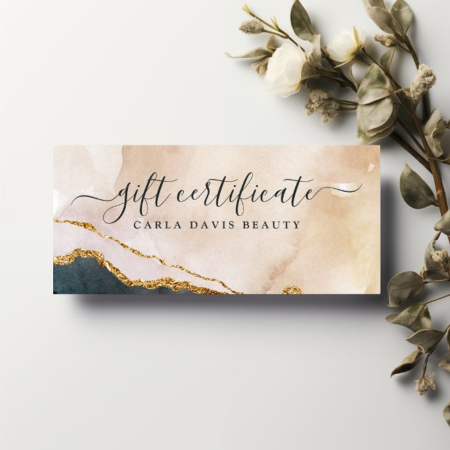 Script Watercolor Pink Black Gift Certificate (Von Creator hochgeladen)