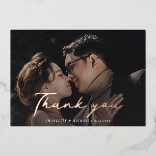 Script Wedding Foto Rose Gold Foil Danke Karte