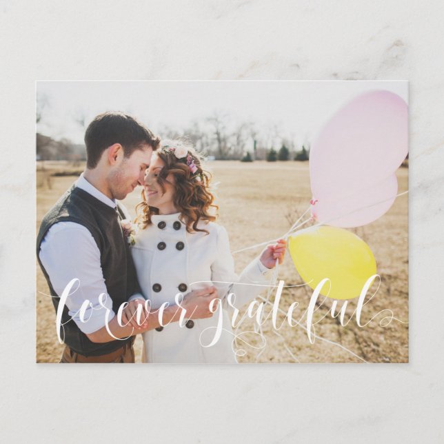 Script Wedding Foto Vielen Dank Postcard Postkarte (Vorderseite)