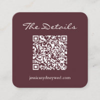 Script Wedding RSVP Details QR Code Burgundy