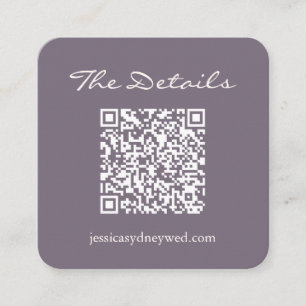 Script Wedding RSVP Details QR Code Lila Begleitkarte