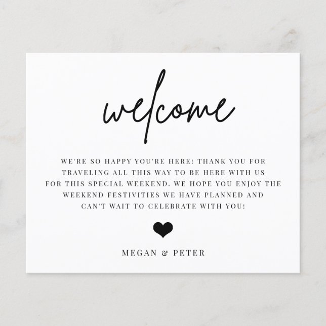 Script Wedding Welcome Bag Beilage Card (Vorderseite)