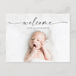 Script Welcome Baby Birth Announcement Foto Postkarte
