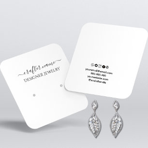Script White Classic und Chic Jewelry Display Card Quadratische Visitenkarte