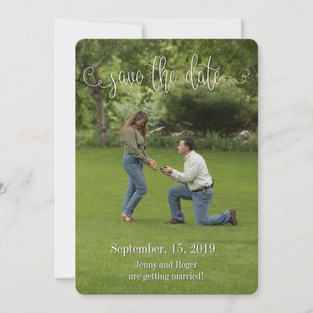Script White Schriftart Save the Date Einladung (Vorderseite)