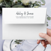 Script White Wedding Rücksendeadresse Envelope