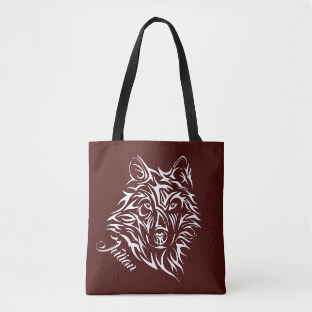 Script White Wolf Kopf auf Blut Red Persönlichen N (Vorderseite)