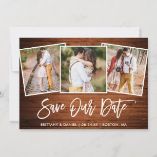 Script Wood 3 Foto Brush Rett Our Date Card Save The Date