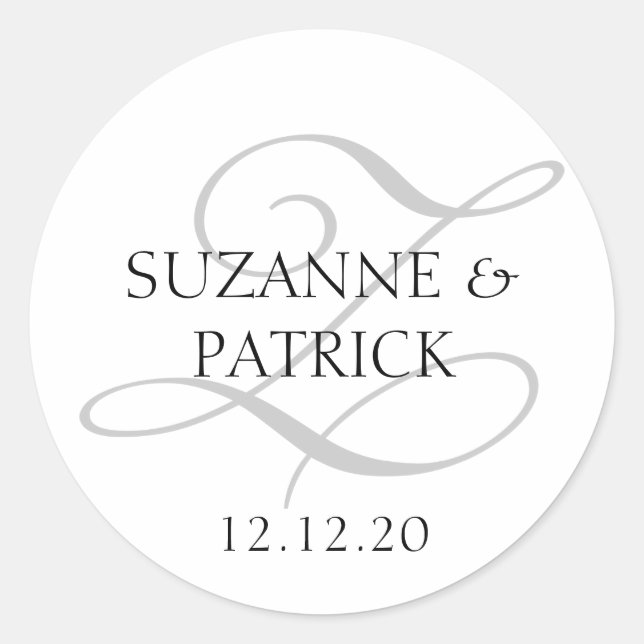 Script Z Monogram Labels (silber / schwarz) Runder Aufkleber (Vorderseite)