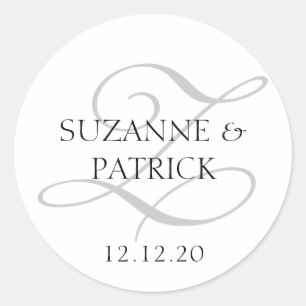 Script Z Monogram Labels (silber / schwarz) Runder Aufkleber