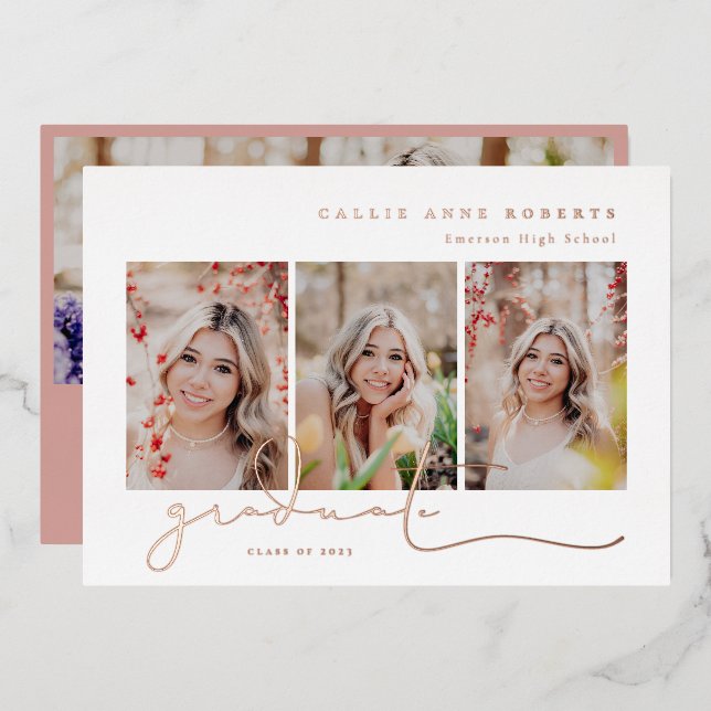 Scripted Snapshots Foto Abschluss Folieneinladung (Vorderseite/Rückseite)