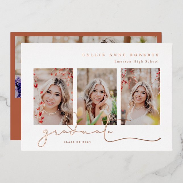 Scripted Snapshots Foto Abschluss Folieneinladung (Vorderseite/Rückseite)