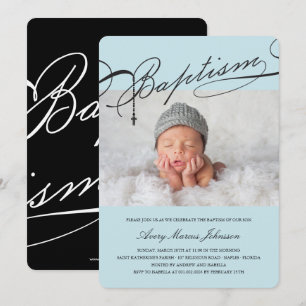 Scripted Taufe-Rosenbeet-Kreuz-Jungen-Foto Einladung