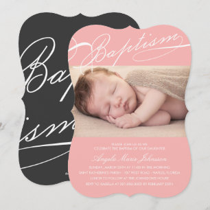 Scripted Taufe-Rosenbeet-Kreuz-Rosa-Foto religiös Einladung