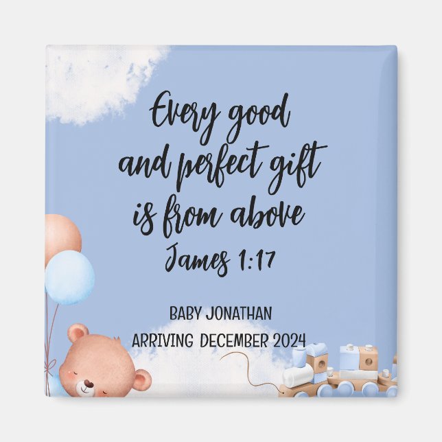 Scripting Baby Boy Announcement Magnet 1 (Vorne)