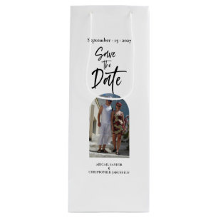 Scripting-Foto Save the Date Geschenktüte Für Weinflaschen