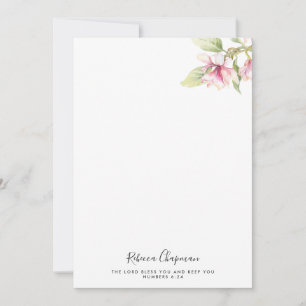 Scripting Pink Watercolor Magnolias Note Card