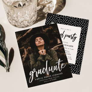 Scripting Silver Foil Foto Graduation Party Folieneinladung