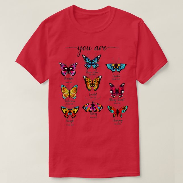 Scripting Wasserfarbenschmetterling Psalm Christli T-Shirt (Design vorne)