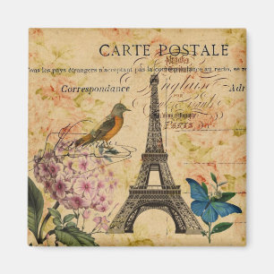 Scripts Hydrangea French Bird Paris Eiffel Tower Magnet