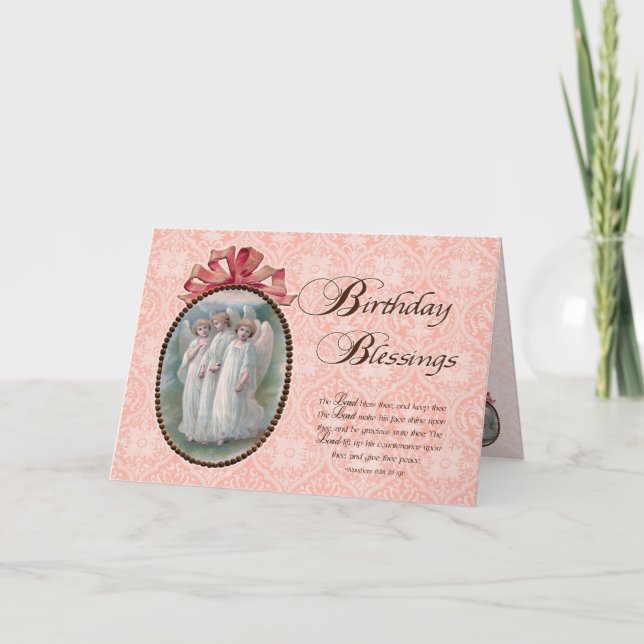 Scripture Birthday Segen Angels Karte (Vorderseite)