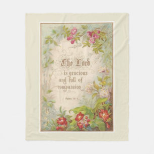Scripture-Blumen-Grün-Vintage Antike Fleecedecke