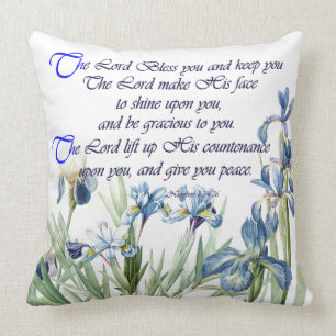 Scripture-botanische blaue Iris-Blumen mit Blumen Kissen