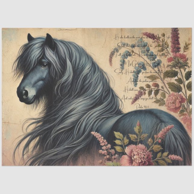Scripture & Elegant Floral Shetland Pony Seidenpapier (Vorderseite)