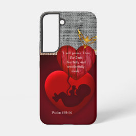 Scripture Hessian Embryo Red Heart Gold Dove Samsung Galaxy Hülle