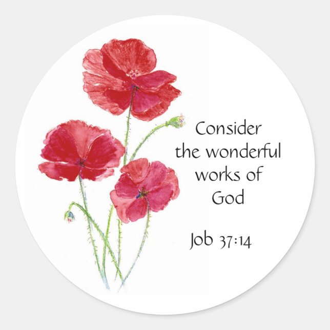 Scripture, Inspirational, Quote, Flower, Poppy Runder Aufkleber (Vorderseite)