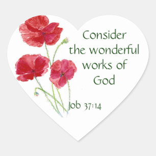 Scripture, Inspirational, Zitat, Blume, Mohnblume Herz-Aufkleber
