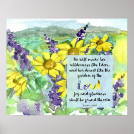 Scripture Isaiah 51:3 Desert Lupines Wildflowers Poster