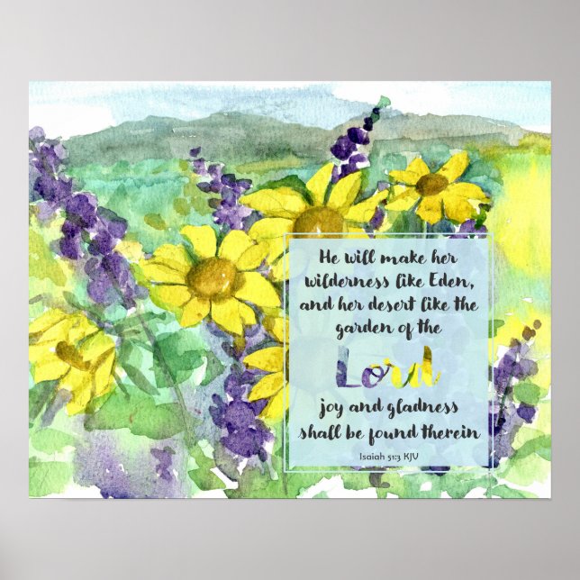 Scripture Isaiah 51:3 Desert Lupines Wildflowers Poster (Vorne)