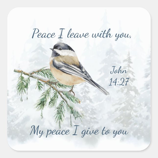 Scripture John 14:27 My Peace I leave with You Quadratischer Aufkleber (Vorderseite)