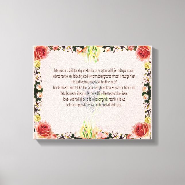 Scripture, Psalm 11, Colorful Flower Leinwanddruck (Vorderseite)