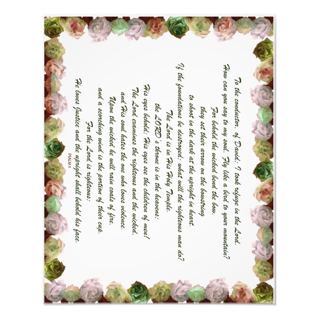 Scripture, Psalm 11, Green Gray Roses Fotodruck (Vorne)